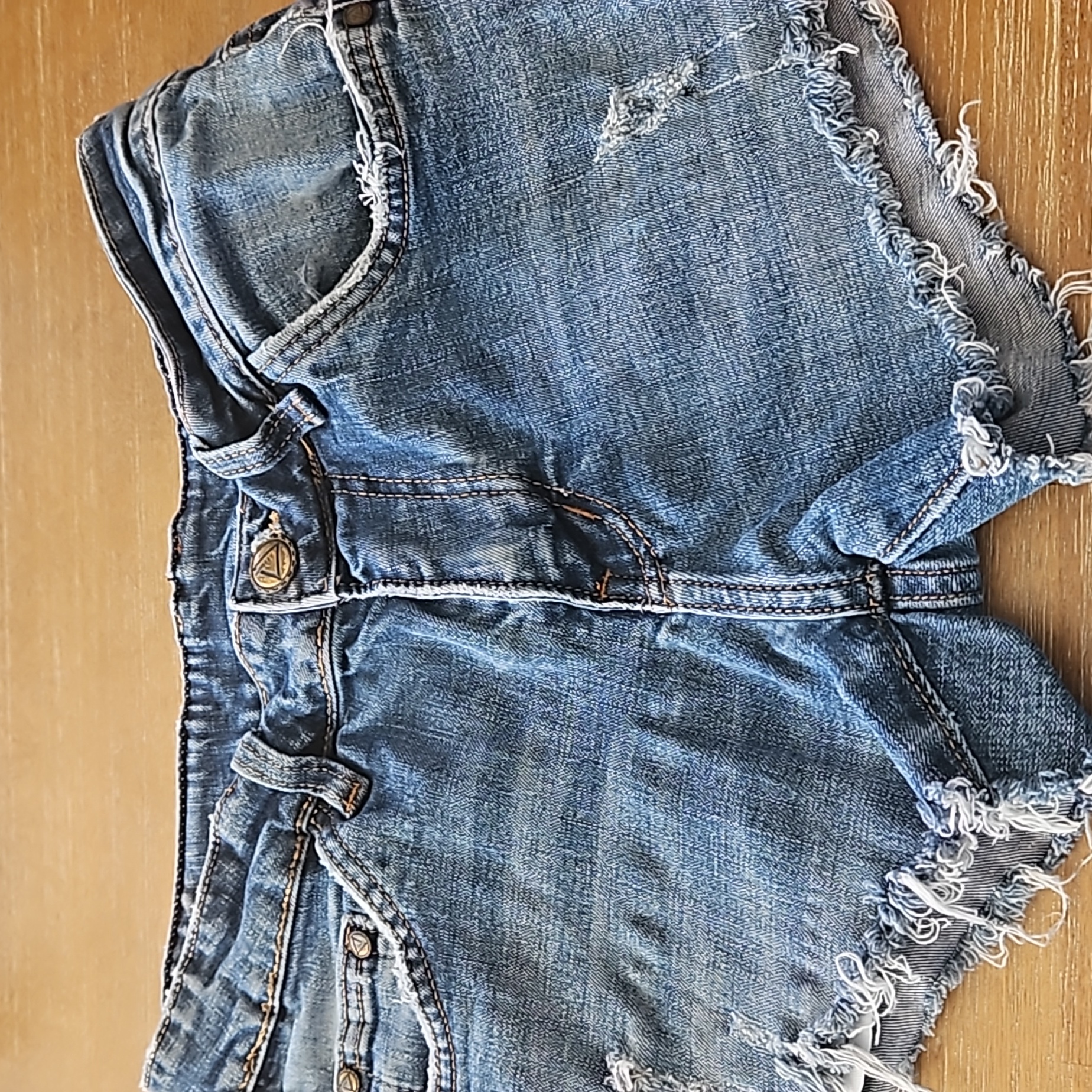 Versace Distressed Denim Fringed Shorts